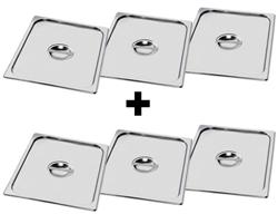 (6 stuks) RVS - GN-deksel GN 2/3 - hoogte: 7mm - 354x325mm
