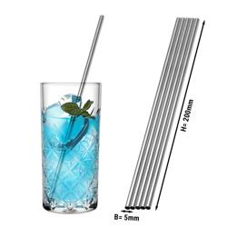 (50 pz) Cannucce in acciaio inox riutilizzabili - dritta - 200mm - ø 5mm