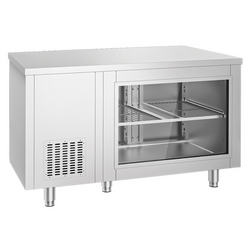Gekoelde tafel - 1400x700mm - 2 deuren aan de achterkant - met glazen voorkant