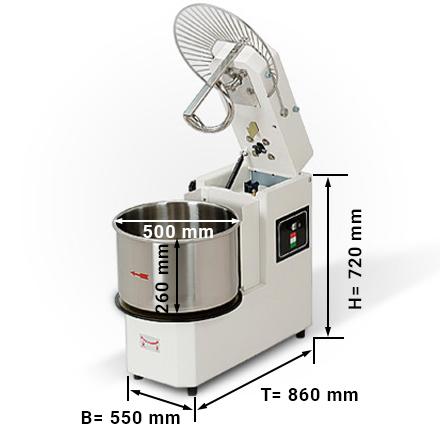 Dough kneading machine - 53 liters / 44 kg - 1 speed - removable bowl and hinged mixer