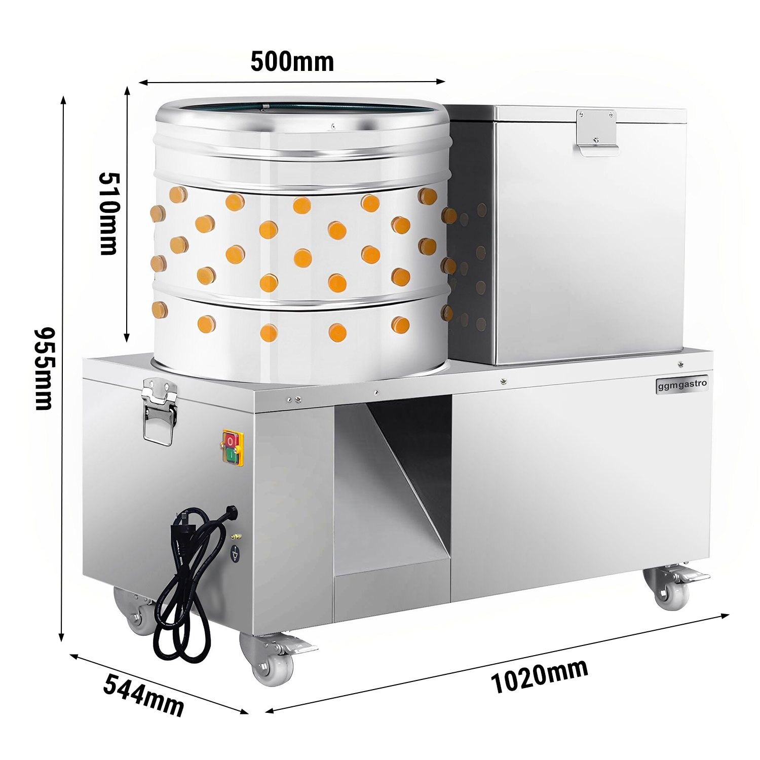 (136 doigts) Plumeuse 2-en-1 avec échaudoir pour volaille - professionnelle - électrique - Tambour Ø 50,0cm