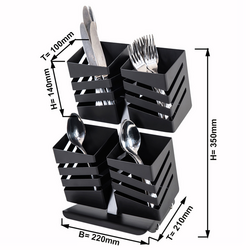 Bestekbak - met 4 planken - Zwart