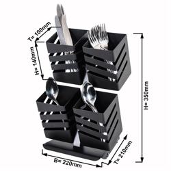 Vassoio portaposate - con 4 scomparti - Ø100mm - acciaio inox - Nero
