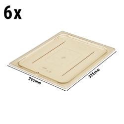 (6 piezas) CAMBRO | H-PAN™ Tapas planas GN resistentes al calor 1/2 - ámbar