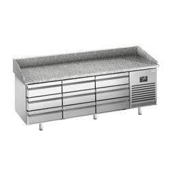 Pizzawerkbank PREMIUM PLUS - 1980x700mm - met granieten werkblad - met 9 laden