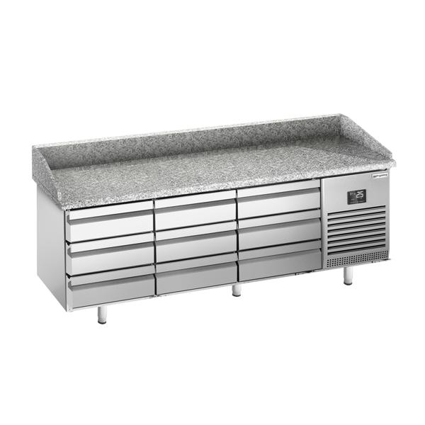 Pizzawerkbank PREMIUM PLUS - 1980x700mm - met granieten werkblad - met 9 laden