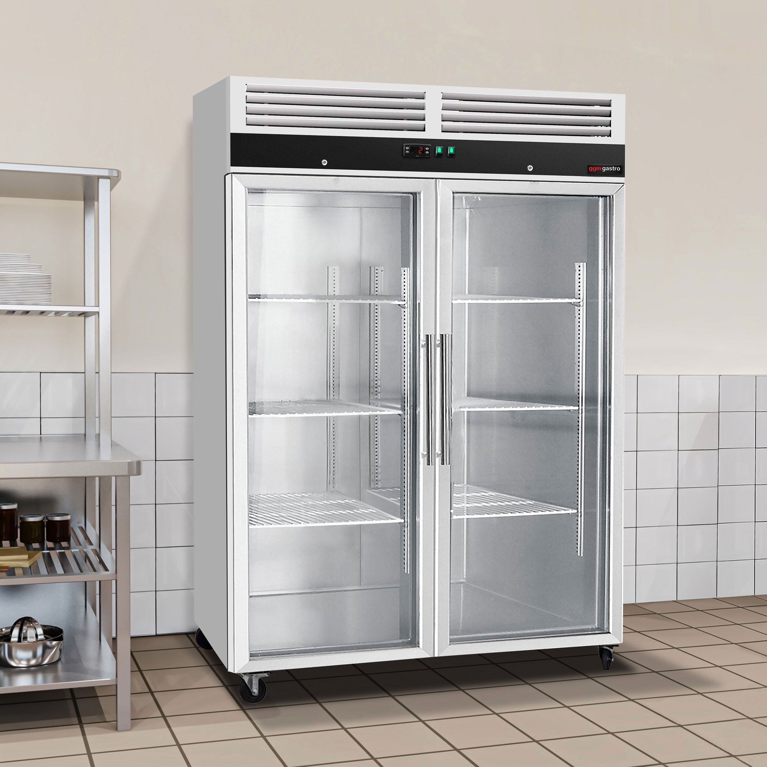 Armoire réfrigérée positive en acier inoxydable ECO – 1200 litres – avec 2 portes vitrées