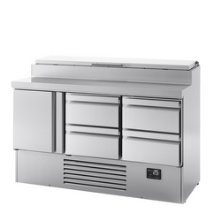 میز یخچالی آماده سازی کوچک 1460*700 میلیمتر - 8xGN 1/4 یک درب و 4 کشو -  ویترین استیل