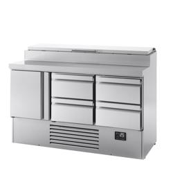 Přípravný chladicí stůl - 1460x700 mm - 1 dveře & 4 zásuvky - pro 8× GN 1/4