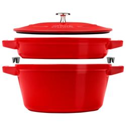 STAUB | STACKABLE SET - serpenyő készlet - 2 db - Ø 240mm - öntöttvas - cseresznyepiros