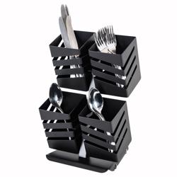 Bestekhouder - Ø100mm - rvs, zwart gecoat - met 4 planken