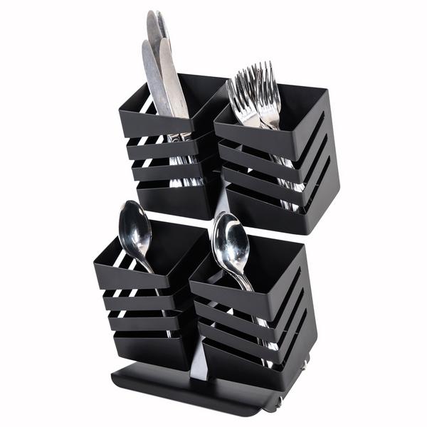 Vassoio portaposate - con 4 scomparti - Ø100mm - acciaio inox - Nero