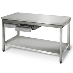 Mesa de trabalho ECO - em Aço inox - 1,4 m - com base
