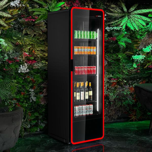 ثلاجة عرض مشروبات - 670 mm - 550 L - أسود - مع باب زجاجي & إضاءة LED ملوّنة