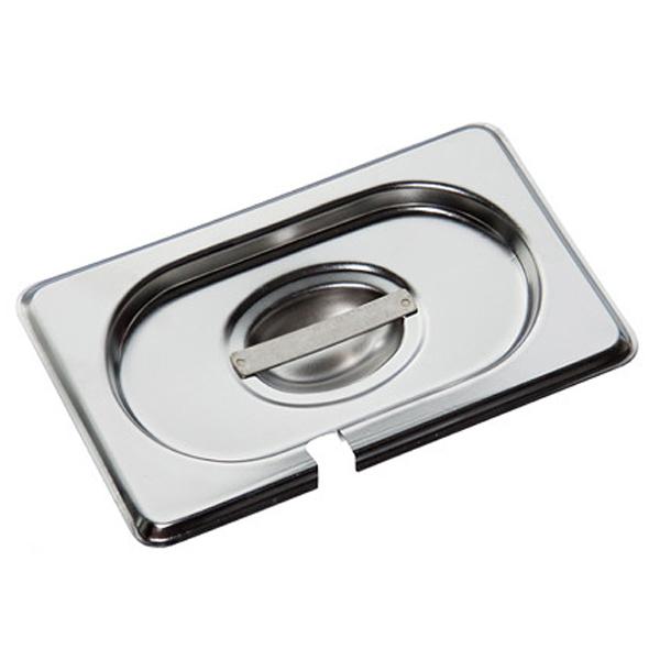 Ruostumaton teräs GN-kansi GN 1/9 - lusikka-aukolla - korkeus: 38 mm - 108x173 mm