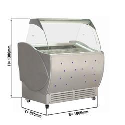 Vitrine à glace LUCA – 1060 mm – refroidissement ventilé – avec éclairage – pour 7 bacs à glace de 5 litres
