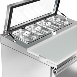 Saladette PREMIUM - 900mm - 2 doors - with inlet for 4x GN 1/3 & glass lid