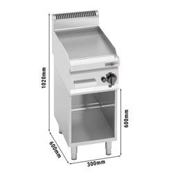 Gasbakplaat - 4kW - Glad - Bakoppervlak: 296x430mm - met open onderbouw