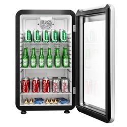 Commercial Mini Bar Refrigerator - 495mm - 113L - with 1 glass door & reversible hinges - Black/Silver - Double-glazed glass door