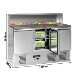 Saladette ECO - 1368mm - 3 deuren - met roestvrijstalen opzetstuk voor 8x GN 1/6