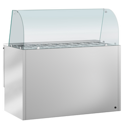 Saladette PREMIUM - 1368mm - 3 glazen deuren - met hoge glazen opzetstuk voor 4x GN 1/1