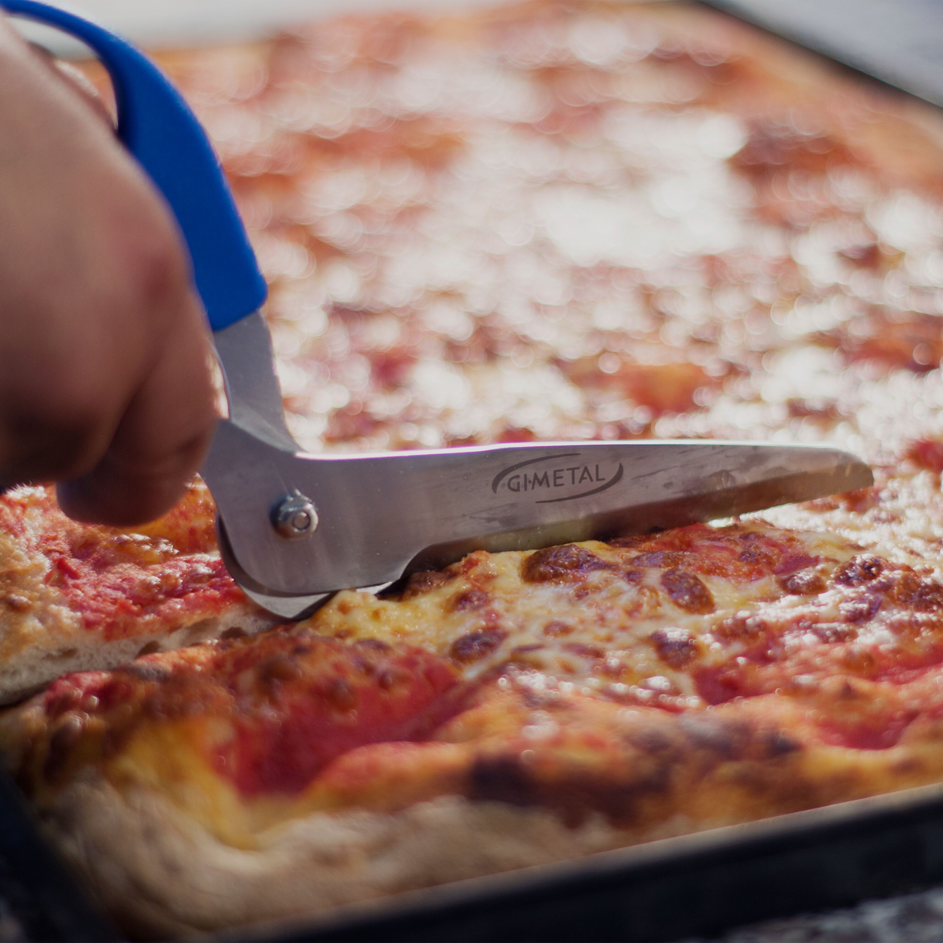 Ciseaux à pizza - 120 mm - inox - Bleu
