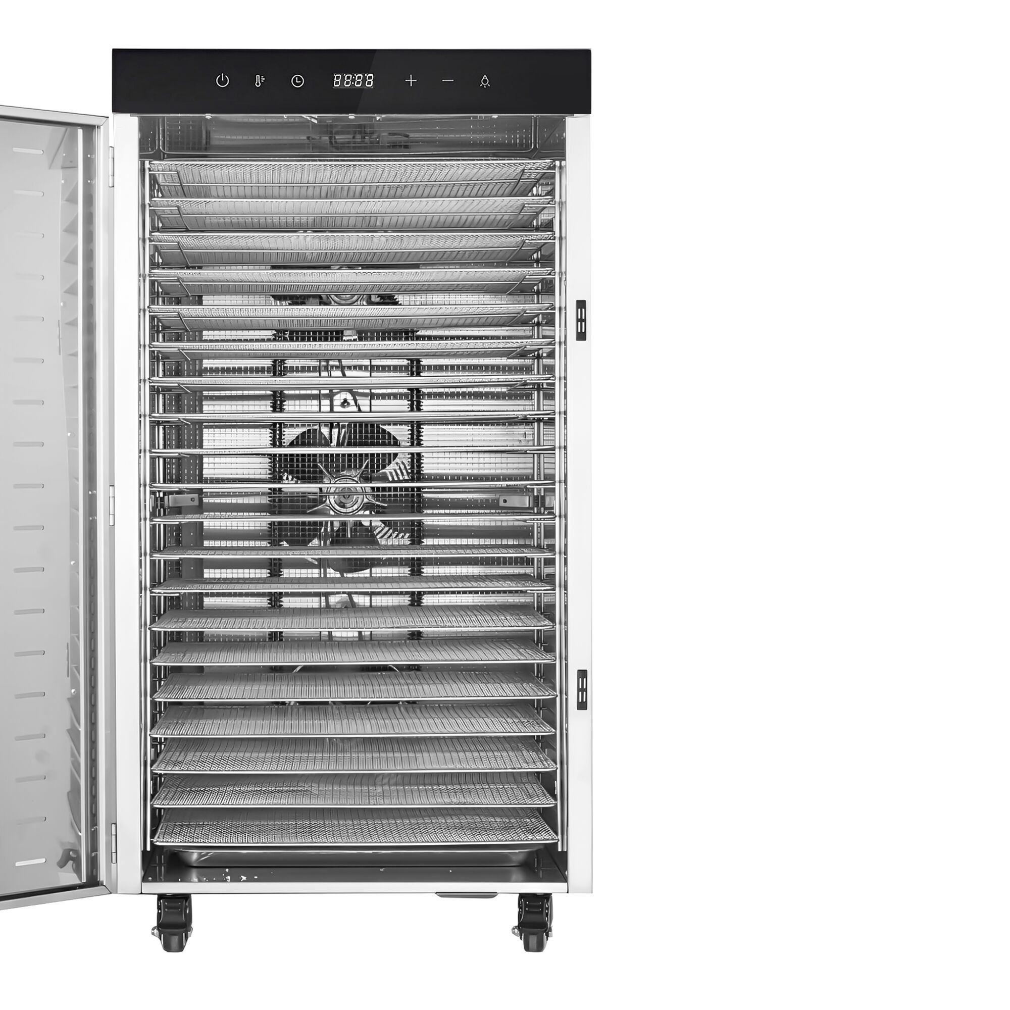 Food Dehydrator - with 20 Shelves - Stainless Steel - Digital Timer - 2kW