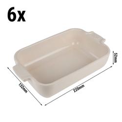 (6 pieces) PEUGEOT | Appolia Rectangular Ceramic Casserole Dish – Ecru - 22 cm - 0.85 L