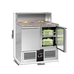 Stół Sałatkowy PREMIUM - 903 mm - nadstawka ze stali nierdzewnej dla 5x GN 1/6 - 2 drzwi	