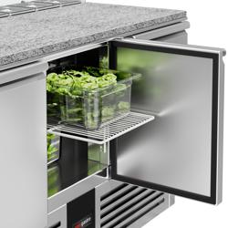 Saladette PREMIUM - 1368mm - 3 deuren - met rechte glazen opzetvitrine voor 8x GN 1/6