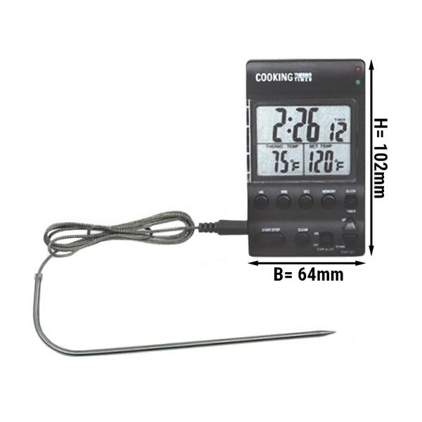 Livsmedelstermometer - sond - digital - rostfri sond - med temperaturalarm - sondlängd: 165 mm - -30 °C till +200 °C