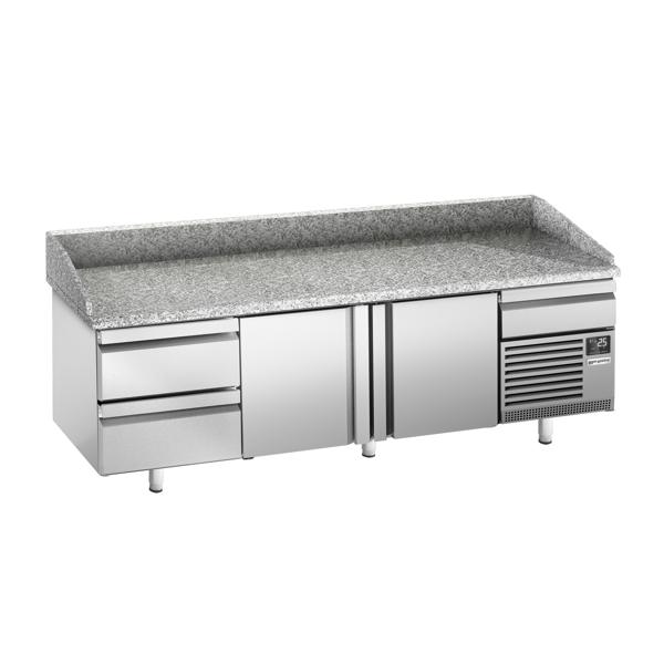 Commercial Pizza Prep Counter - Granite Top PREMIUM PLUS - 3305x800mm - with 3 doors & 3 drawers