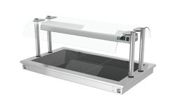 Beépíthető Melegentartó lap - rozsdamentes acél - 1000 mm - 3x GN 1/1 - 1,35 kW - leheletvédő üveggel