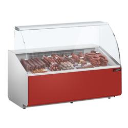 Commercial Refrigerated Serve-Over Counter PREMIUM - 1568 mm - +2 to +6°C - panoramic glass - red front