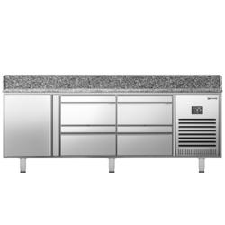 Pizzawerkbank PREMIUM PLUS - 1980x700mm - met granieten werkblad - met 1 deur & 4 laden