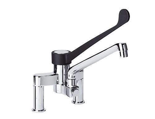 Deck-mounted bridge mixer tap 4000 - swan-neck spout - with single-lever & swivel spout - height 370mm
