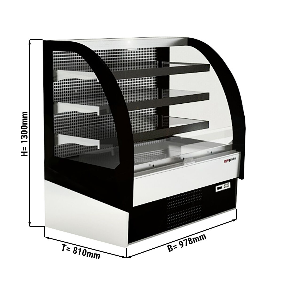 Vitrine murale réfrigérée - Libre-service - 938mm - 274L - avec 3 étagères - arrière fermé - avec rideau de nuit - Noir / Blanc