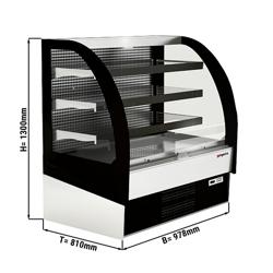 Vitrine murale réfrigérée - Libre-service - 938mm - 274L - avec 3 étagères - arrière fermé - avec rideau de nuit - Noir / Blanc