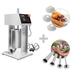 Elektrischer Wurstfüller & Churromaschine - 10 Liter - 90 Watt - Edelstahl - inkl. 4 Wurstfüller- & 3 Churro-Aufsätze