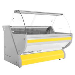 Serve Over Counter - 1725x1150mm - curved front glass - granite worktop - yellow front - capacity 340 litres