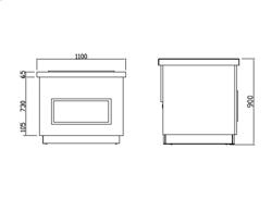 Buffet-tiski PRAG - 1100 mm - varustettu: Lämpöhaude - 2 GN GN 1/1 -astiaa - pyörillä