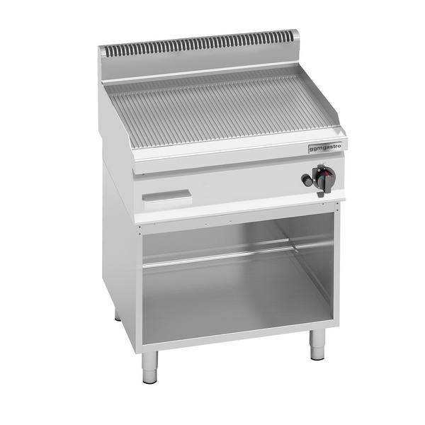 Gasbakplaat - 8kW - Geribbeld - Bakoppervlak: 596x430mm - met open onderbouw