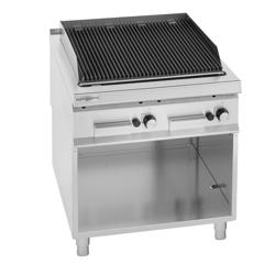 Grătar pe gaz cu piatră de lavă - PAOLO 900 - 18 kW - 0,8x0,9 m - grilaj din fontă - linia 900 - inox