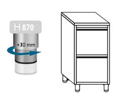 Cassettiera PREMIUM - in acciaio inox AISI 304 - con 2 cassetti - 500x600mm