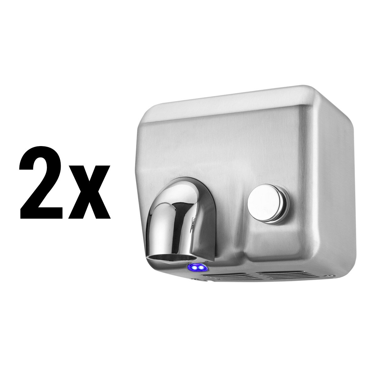 (2 pieces) Stainless steel hand dryer with push button - Matt