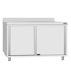Edelstahl Arbeitsschrank ECO - 1200x600mm - mit Schiebetür & Aufkantung