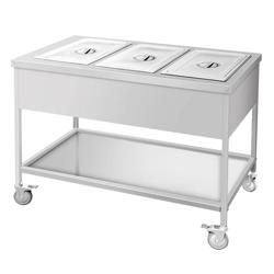Bain-marie wagen - 1,95 kW - 3x GN 1/1 - met aftapkraan