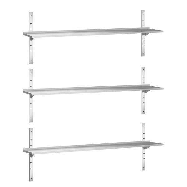 Ράφι Τοίχου Ανοξείδωτο PREMIUM - 2000x400 mm - τριπλό - AISI 304