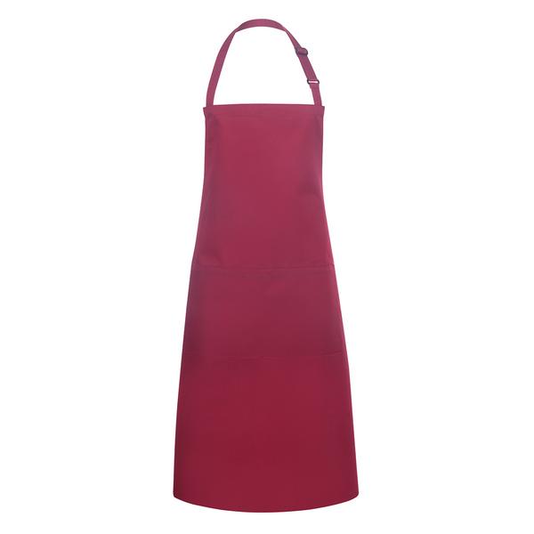 (6 pieces) KARLOWSKY | Basic Chef Bib Apron with Pocket – Bordeaux - 750×900 mm - 2-Section Pocket