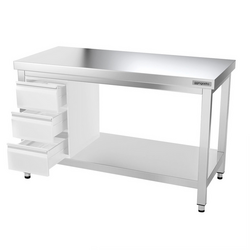 Table de travail en inox PREMIUM - 1400x600mm - avec fond sans rebord	